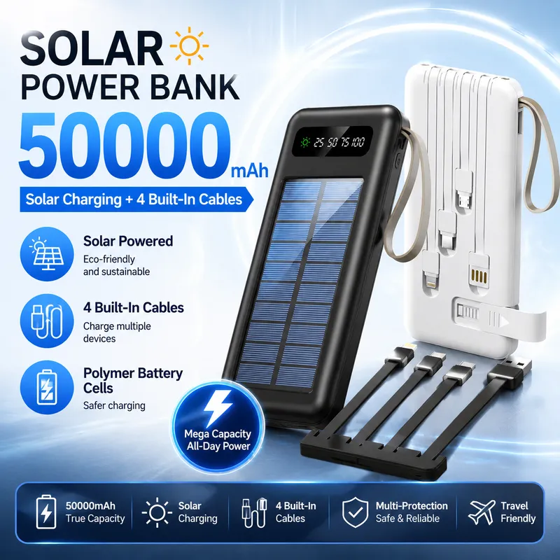 Outdoor Lighting Wireless - 50000mAh Solar Powerbank Supersnel Opladen USB