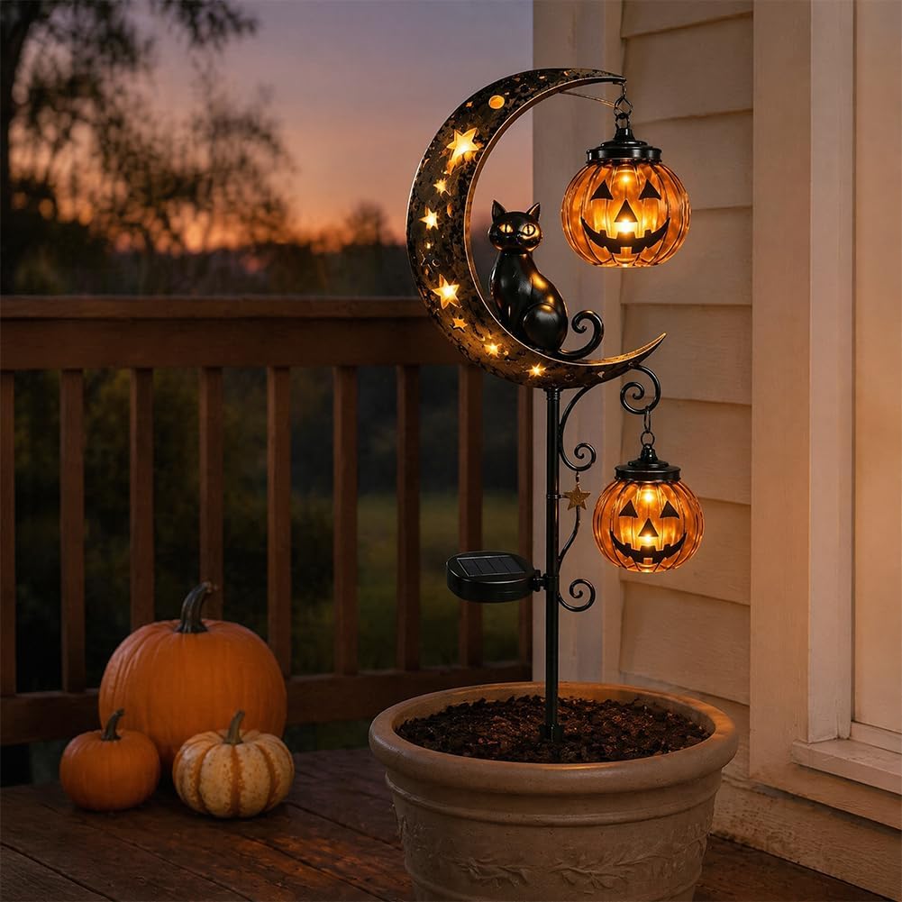 Solar Halloween Zwarte Kat Pom - Outdoor Lighting Black recensie en prijs