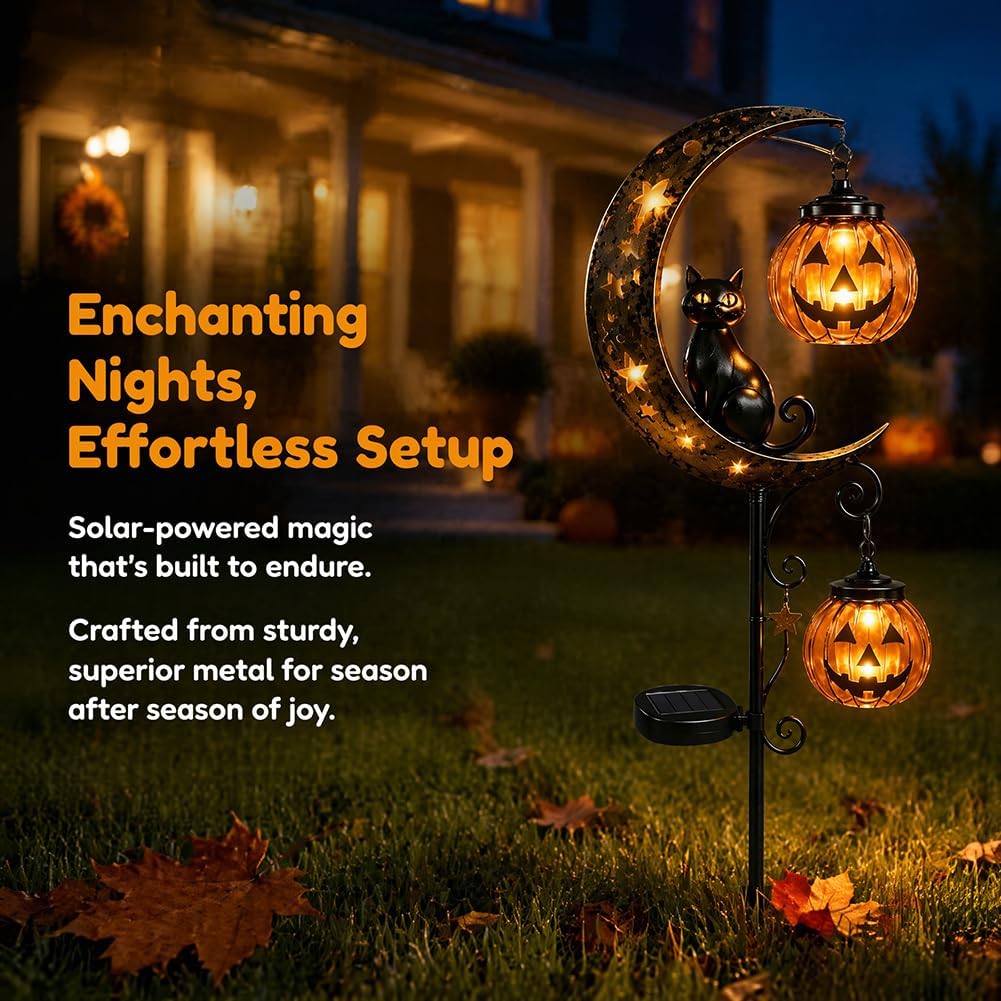 Solar Halloween Zwarte Kat Pom - Outdoor Lighting Black recensie en prijs